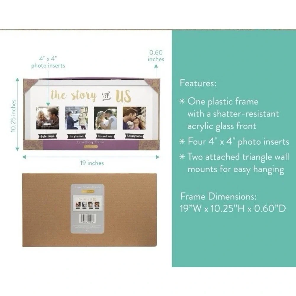 The Story of Us Collage Picture Frame Romantic Wedding Engagement Gift Bridal